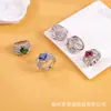 Anillo de Moda Tendencia Diseño de Nicho Piedra Preciosa Colorida para Mujer Popular Transfronterizo Anillo de Circonita de Cristal