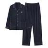 Pijama para Hombre, de Manga Larga y Pantalón Largo, con Cuello de Solapa, Engrosado para Calidez, Sencillo y Casual, Adecuado para Usar Afuera, Conjunto para Estar en Casa