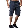 Novos shorts esportivos soltos de trabalho plus size europeus e americanos para homens, shorts com vários bolsos e amarração