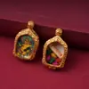 Pingente Thangka Estilo Xizang com Ouro Pintado à Mão, Deus Dourado da Riqueza, Caixa Gawu Zaki Lamu, Colar Amuleto de Buda Portátil