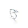 Anillo Cruzado Esmalte Serpiente Pareja Espina Flor de Cuatro Hojas Corona Abierta Mariposa Diamante Tulipán Sirena