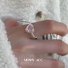 Anillo de Corazón Rosa con Circonita Estilo Coreano para Mujer, Anillo Abierto de Corazón de Melocotón Dulce y de Moda, Anillo de Dedo Índice Moderno