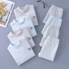 2026 Conjunto de ropa interior térmica de algodón de color AB, sin costuras y engrosado para niños y niñas, tops y pantalones de otoño, ropa para el hogar, pijamas