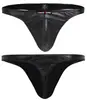 Tanga para Hombre U-Convex de Tiro Bajo Pantalón T Cuero Patentado Elástico Ropa Interior Escenario Bolsillo de Cuero Sintético Pantalón T Tanga