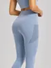 Ropa de Yoga Europea y Americana para Mujer, Leggings Ajustados Color Nude, Bolsillos Laterales, Pantalones de Yoga Color Durazno, Mallas Deportivas, Running