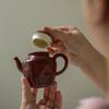 Tetera rosa, juego de té de cerámica estilo silencioso, tetera casera hecha a mano estilo japonés, tetera individual, tetera de gran capacidad
