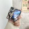 Para Samsung ZFlip6 Funda de Cuero Plegable de Serpiente findn3flip Cordón de Cuero Cruzado Funda Protectora zflip5 Japón y Corea
