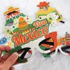 Gafas Decorativas Mexicanas Bandera del Día de la Independencia de México Marco de Gafas de Cactus Accesorios para Fotos del Cinco de Mayo