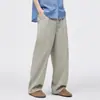 Pantalones Casuales Rectos Sueltos de Lyocell para Hombre, Nuevo Estilo Verano 2026, Modernos Versátiles Negros Gris Claro Cintura Media En Stock Algodón