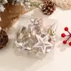 Novos Pingentes de Estrela de Cinco Pontas Tridimensionais, 12 Peças em uma Caixa, Decorações de Natal Brilhantes Galvanizadas para Vitrine Atacado