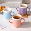 Taza de Cerámica Personalizada, Taza Creativa de Suéter con Doble Asa, Taza en Relieve, Taza de Leche, Taza de Desayuno, Procesamiento de Personalización de Regalos