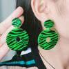 Pendientes geométricos de cinta vintage con estampado de leopardo pendientes simples redondos Triángulo Cuadrado pendientes con estampado de cebra pendientes mujer