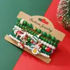 Set Navideño de Pulsera de Alto Nivel Transfronterizo Europeo y Americano con Reno, Cascabeles, Árbol de Navidad, Pulsera Tejida de Arcilla Polimérica con Perlas