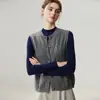 Cardigan de Cashmere para Bebê Pequeno Feminino Outono Inverno Novo Espessado Gola Redonda Blocos de Cor Listrados Malha Curta Casaco Suéter