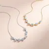 Collar de Sonrisa Multiforma de Moissanita en Plata S925 Cadena Curva para Clavícula Joyería de Lujo Ligero de Nicho para Mujer Transmisión en Vivo En Stock