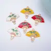 Estilo Antigo Liga Liga Gota de Óleo Ventilador Duplo Pendurado Tendência Nacional Leque Dobrável DIY Brincos Acessórios de Cabelo Pendurado no Carro Acessórios de Joias Material Atacado