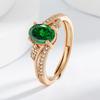 Anillo Tesoro Multicolor Ovalado de Granate de Lujo Ligero para Venta en Vivo Anillo Abierto de Dedo Todo Fósforo de Gama Alta para Mujer Anillo de Dedo de Comida