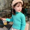 [En stock] suéter de punto para niña otoño infantil estilo coreano suéter básico negro versátil niña pequeña estilo occidental