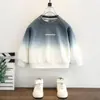 Moletom Gradiente Masculino 1565 Moda Primavera e Outono Tendência Top Novo Legal e Estiloso Pulôver Casual Solto para Meninos