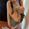 Suéter de Otoño e Invierno Abrigo Exterior Cárdigan de Punto para Mujer Ropa Exterior Holgada Estilo Lazy Cuello en V Manga Larga Reductor de Edad Estilo Preppy Top