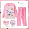 Pijama Infantil Calça Longa Feminina Meninas Primavera e Outono Estilo Princesa Roupas de Casa para Bebê Feminino Conjunto Outono e Verão Crianças de Meia-idade