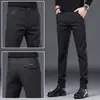 Pantalones Casuales Cálidos Cepillados de Alta Gama de Hong Kong para Hombre, Invierno Polar Engrosado Tendencia Estilo Coreano Ajustados Rectos Largos