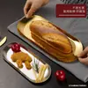 Estilo Ins Nórdico Pratos Louças Joias Domésticas Metal Alto Valor Prato de Sobremesa Decoração Bandeja Oval de Aço Inoxidável