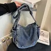2026 Nuevo Bolso de Hombro Único de Mezclilla Bolso Tote Japonés Casual Versátil Gran Capacidad Bolso de Mano de Hombro Único