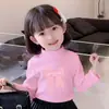 Camiseta Básica de Veludo Quente para Meninas, Roupa Outono e Inverno Gola Alta Meia para Crianças, Camiseta de Manga Longa para Crianças Tamanho Pequeno e Médio, Top Estilo Coreano para Bebê