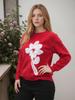 Ropa de Mujer de Exportación Transfronteriza Europea y Americana Otoño e Invierno Jersey de Punto de Manga Larga con Cuello Redondo Jacquard de Flores de Color Puro Top Casual