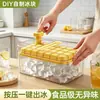 Bandeja de Cubitos de Hielo de Grado Alimenticio Prensa Molde de Hielo para Refrigerador Doméstico Caja de Almacenamiento de Cubitos de Hielo Caseros con Tapa Caja de Almacenamiento de Cubitos de Hielo Congelados