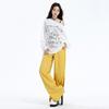 Início do outono Design Sense Cintura Alta Solto Perna Reta Perna Larga Calças Design Sense Playful Sky Blue Trailing Jeans Mulheres