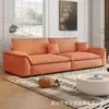 Sofá recto de tela color crema tipo nube con asiento profundo y respaldo cómodo, adecuado para salas de estar pequeñas, sofá de tres plazas para el hogar