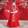 Hanfu Menina Outono e Inverno Tang Terno Infantil Serviço de Ano Novo Inverno Estilo Chinês Terno Antigo Inverno Forrado de Lã Terno de Ano Novo da Menina