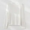 Top de Manga Larga Tencel Lino Estilo Old Money para Mujer, Dobladillo Enrollado, Cuello Redondo, Corte Holgado, Suéter de Punto Sin Costuras, Moda para Mujer de Principios de Otoño