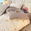 Juego puro de algodón de cuatro piezas, funda nórdica 100% algodón, sábana bajera y sábana encimera, juego de ropa de cama, adecuado para dormitorios de estudiantes, juego de tres piezas