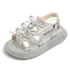 Sandalias para Niña Verano Lazo Pedrería Lindas Estilo Princesa Niña Mediana Suela Gruesa Punta Abierta Sandalias Romanas Sandalias para Niña