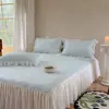 2026 Nuevo Modelo Pe Enfriamiento Hielo Frijol Cama Falda de Cama Estilo Alfombra Juego de Tres Piezas Verano Sueño Rosa - Escena Dos