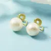 Design simples senso estilo floresta versátil do dia a dia pérola de água doce porta repelente de mosquitos clip de orelha semicírculo feijão feijão mulheres sem furo na orelha brincos