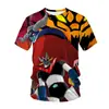 Camiseta de Hombre con Cuello Redondo y Mangas Cortas, Estampado Digital de Anime, Moda Casual Holgada, Nueva Ronda, Transfronteriza de Amazon