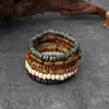 Amazon Best-Seller Transfronterizo Pulseras Hechas a Mano con Cuentas para Hombre, Moda Retro Turquesa Pulsera de Cinco Piezas Concha de Coco