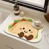 Alfombrilla Drenante de Tierra de Diatomeas con Dibujos Animados, Alfombrilla Antideslizante para Encimera de Cocina, Alfombrilla Protectora Aislante del Calor para Escritorio, Posavasos para Cafetera