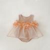 Roupa de Verão 2026 para Bebês Meninas de 0 a 3 Anos, Macacão Vestido Fresco de Tricô com Colete Floral de Renda e Macacão Saia