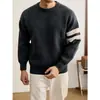 Suéter de punto a rayas para pareja de hombre y mujer, estilo old money, cuello redondo, capa interior, prenda exterior, otoño e invierno, venta al por mayor de fábrica transfronteriza