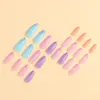 Unhas Usáveis de Bolinhas Degradê Manicure Dopamina Fresca Estilo Verão Longas Amêndoa Rosa Azul Roxo Laranja Degradê Unhas Postiças