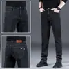 Jeans Masculino Reto Solto 2025 Primavera e Outono Finos Resistentes ao Desgaste Roupa de Trabalho Elástico Calças Casuais
