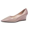 Zapatos Planos de Tacón Cuña Puntiagudos de Charol para Mujer Versátiles para el Trabajo Tacones de Cuña Cómodos para Mujer Tacones Altos de Corte Bajo Zapatos para Aumentar la Altura Interior para Mujer