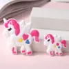 Acessórios de unicórnio arco-íris de borracha macia, acessórios de grampo de cabelo de PVC, patch de emblema para roupas DIY, chapéu