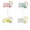 Nubes de arcoíris tarjeta de cumpleaños para pastel enchufe letra FELIZ decoración de pastel decoración de mesa de postres para fiesta