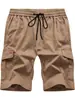 Bermudas Masculinas para Comércio Exterior Transfronteiriço 2026, Estilo Europeu e Americano, Caimento Solto, Cor Sólida, Corte Reto, Multibolsos, Bermudas Casuais de Cinco Pontos para Uso ao Ar Livre Atacado